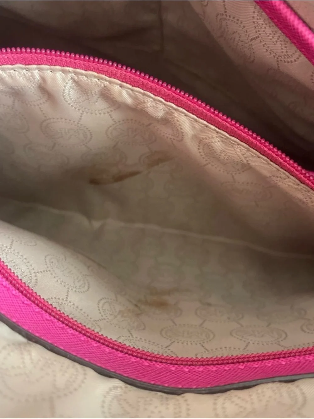 Michael Kors Hot Pink Leather Tote with Gold Accents